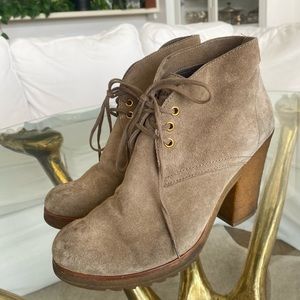 Prada Shoes Boots with Heels sueded tan with laces size 8